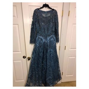 Serene Hill Long Sleeve Beaded Modest Floor Length Evening Dress